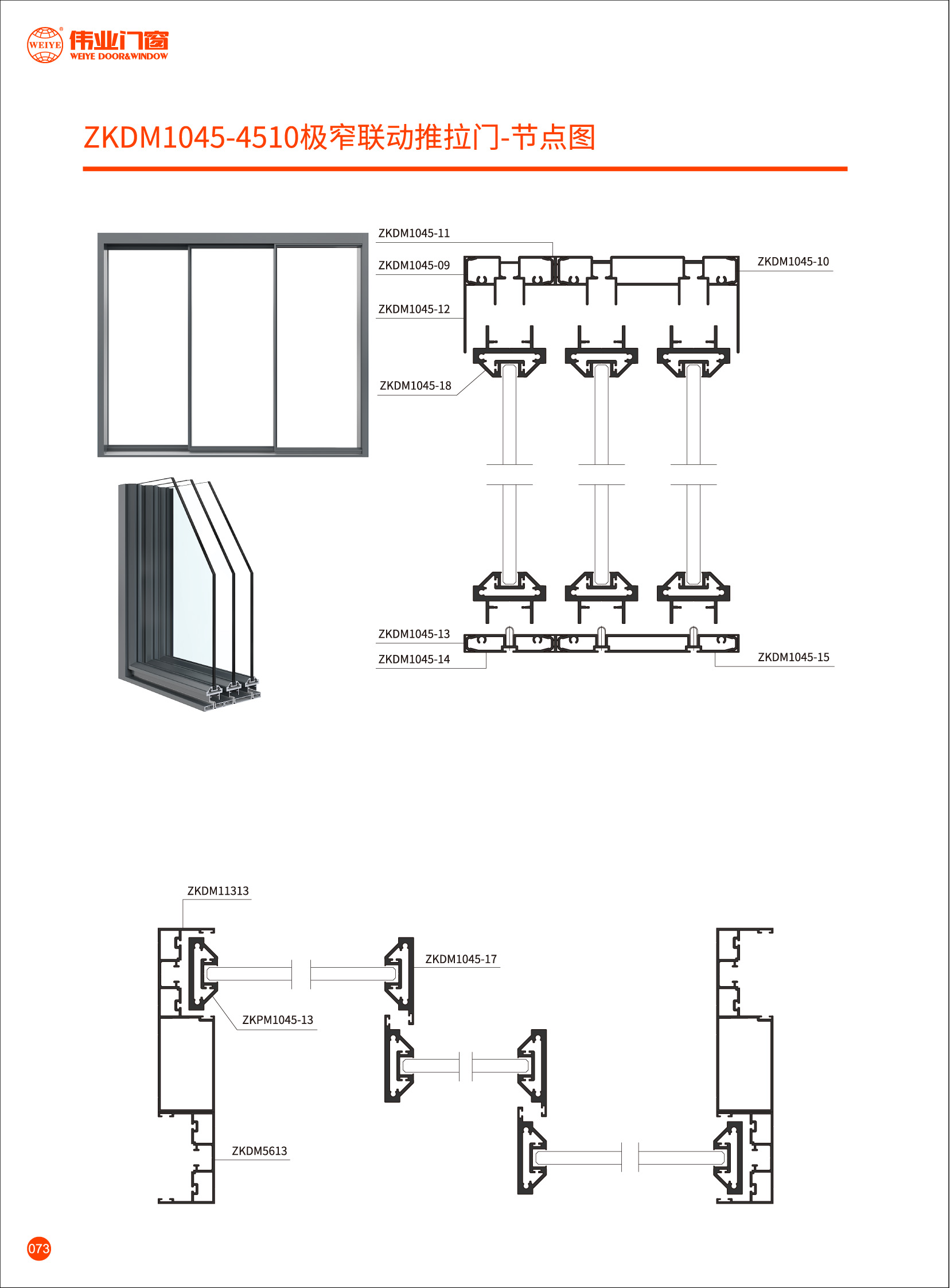 Zkdm1045-4510 extremely narrow linkage sliding door